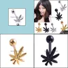 Autres 1PC Feuilles Langue Piercing Anneaux Goujons En Acier Inoxydable Unisexe À La Mode Nombril Bar Bijoux De Corps Pour Femmes Hommes Drop Livraison EA Dhrtz