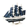 Oggetti decorativi Figurine Modello di nave pirata Nave a vela in legno Stile mediterraneo Decorazione domestica Modello di barca nautica intagliato a mano Figurine regalo 230210