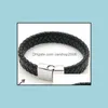 Altri braccialetti Braccialetti con chiusura in pelle intrecciata Catena di corda Polsino punk Bracciale magnetico Consegna a goccia Gioielli Dhtys