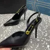 Shoes Dress Safety Pin Slingback Patent Calf Leather Pumps Sky-high Stiletto Heels Pointed Toe Sandals Women's Luxury Designer Evening Factory Footwear