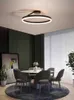 Plafonniers Moderne Anneau Rond Led Lustre Dimmable Noir Blanc pour Chambre Loft Table Salle À Manger Suspension Lampe Décor Lustres Luminaires 0209