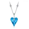 Pendentif Colliers COCOM Romantique En Forme De Coeur Collier Chandail Chaîne Long Cristal Saint Valentin Cadeau Pour Femme Petite Amie