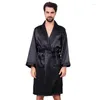 Men's Sleepwear Sleep Tops 7XL 6XL Two-Piece Suit Men Bathrobe Shorts Kimono Silk Robe Soft Cozy Long-sleeved Bath Gown