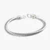 Moda 5mm pulseira cabo fio pulseira u pulseira fio de prata requintado simples jóias pulseira para mulher