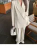 Frauen zweiteilige Hosen Bella Frauen Büro weißer Anzug zweireicher Uit Elegant Blazer Frau Set lässige lockere Jacke Arbeitskleidung 230209