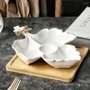 Plates MUZITY Ceramic Leaf Shape Appetizer Snack Candy Fruit Nut Serving Tray With Bamboo