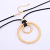 Pendant Necklaces Vintage Round Metal Circles Necklace Leather Chain Simple Long For Men Women Bijoux Boho Statement Jewelry