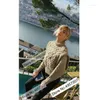 Pulls pour femmes ElfStyle Beige/abricot deux-en-un pull en tricot pull haut-chandail à tricoter torsadé pour femme