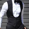 Mens Vests Black Men Vest for Wedding Groom Tuxedo Slim Fit Waistcoat Solid Color Male Fashoin Coat Clothes 230209