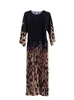 Casual Dresses Lanmrem Contrast Color Pleated Dress for Women Leopard Print O-Neck Flare ärmar Fashion Female Clothes 2023 Summer 2YA174