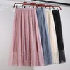 Rokken lange rok Koreaanse mode Harajuku kawaii y2k midi maxi tule rok lente herfst hoge taille Koreaanse streetwear roze zwarte rok 230209