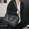 Aktetassen zacht lederen geweven aktetas voor mannen mode zakenreizen laptop handtop handtas Korea stijl mannelijke schouder messenger tas trendy 230210