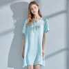 Kvinnors sömnkläder Real Silk Robe Nightgown for Women Hangzhou Bedgown Ladies Loose Style Natural Material Nightdress Dress