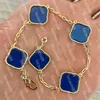 Fashion Classic 4 Four Leaf Clover Charm Bracelets Bangle Chain 18K Gold Agate Shell Valentine's Day for Women Girl Wedding J241i