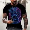 Men's T Shirts Monster Mask Pattern Men's Shirt Fashion Short Sleeve 3D Printing Tees Leisure O-neck Tops Warrior Style Street Trend