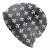 Basker fleur de lis skallies beanies caps unisex street vinter varm stickning hatt vuxen fleur-de lis lily blommor konst bonnet hattar