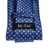 Fliegen Hi-Tie Luxus Seide Blau Floral Dot Für Männer Designer Hochzeit Party Business Krawatte Set 8,5 cm männer Manschettenknöpfe SN-3017