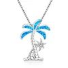 Pendant Necklaces Opal Palmtree Lady Chain Necklace Fashion Summer Seashore Beach Copper Coconut Tree Charm Femal Jewelry