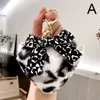Ny Heart Pompoms Keychain Leopard Key Chain Rings Fake Rabbit Fur Plush Round Fluffy Ball Pendants Car Keyring Charm Bag Gift