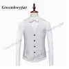 Costumes pour hommes Blazers Gwenhwyfar Tuxedos de mariage de haute qualité Brume Rose Revers Blazer Pantalon Gilet en matériau à motif blanc 230209