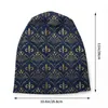 Basker elegant lilja blommor fleur de lys mönster skallies mössor kepsar unisex vinter varm stickning hatt vuxen fleur-de-lis motorhuv