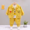 Ensembles de vêtements Printemps Automne Bébé Garçon Vêtements 1 à 5 ans Col rabattu Cardigan en velours côtelé Vestes d'extérieur T-shirts Pantalons 3 PCS Tenues 230209