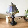 Bordslampor Europa retro vintage sänglampa mosaik målat glas lampskärm E27 led studie vardagsrum sovrum turkiskt ljus