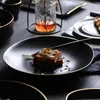 Plates Japanese Special-shaped Ceramic Plate Large Salad Dinner El Tableware Steak Home Breakfast CN(Origin)