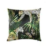 Kudde Green Jungle Velvet Cover 45x45cm 30x50cm Jaguar Tropical Forest Case Soft Throw Kuddar för hemsoffdekorativ