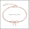 Lien Chaîne Bracelet En Or Ethnique Minimaliste Charme Bracelets Femmes Bijoux Femme Fille Mignonne Pseira Double Bowknot Dainty Mince Arc Dro Dh07W