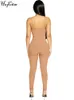 Kobiety Jumpsuits Rompers Hugcitar Solid, nieregularny bez rękawów Backless kombinezon seksowny bodycon Summer Elegancki impreza nocny klub sportowy Y2K Romper 230210