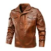 Men's Fur 2023 Winter Men's Leather Jackets Faux Jacket For Men Stand Collar Pockets Male Motorcycle Coats Outerwear Fleece MY224