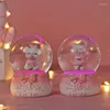 Decorative Figurines Creative Cartoon Luminous Crystal Ball Music Box Ornaments Home Decor Bedroom Bedside Nightlight Exquisite Birthday