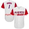 camisas de beisebol costuradas Novo beisebol universitário veste homens porto rico 12 f L 2017 Jersey mundial de beisebol 9 Javier baez 1 correia 4 yadier molina 15 carl