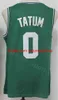 Мужчина баскетбол Jaylen Brown Jersey 7 Jayson Tatum 0 Дом Черно -зеленый белый серо -голубой командный колледж