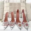 Amina Muaddi Chaussures Begum Crystal-Embellished PVC transparent Transluent Pumps spool Sandales à talons pour femmes Luxurys Designers Chaussure habillée Soirée chaussures à talons d'usine
