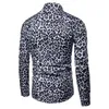 Mäns avslappnade skjortor trend man klubb leopard tryck skjorta hög kvalitet långärmad skjorta social man casual party skjorta kemis homme skjorta klänning 230209