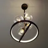 Lumières Nordic Mousse Led Plafond Lustre Boule De Verre Noir pour Salon Centre Table Chambre Bar Pendentif Lampe Décor Luminaire 0209