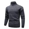 Herentruien mannen Sweater Solid Color Pullover Elastic Basic gemakkelijk te matchen met hoge kraag gebreide lange mouw zachte winter dagelijkse kleding