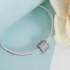 سوار سلسلة الأفعى Clasp Parkling Clasp لـ Pandora المجوهرات الزفاف الفضية الأصيلة للنساء للنساء أساور مصممة سحر الماس CZ مع الصندوق الأصلي