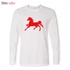 Men's T Shirts Funny Horse Printing Men T-shirts Autumn Streetwear In Black Loose Fashion Long Sleeve Tops Tees European Size