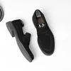 Scarpe eleganti British Mens Daily Casual Business Office Work Pelle scamosciata Uomo Punta tonda Slip On Mocassino in pelle di mucca Nero Marrone