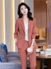 Womens Two Piece Pants Office Suit Fashion Blazer Pantsuit Simple Solid Color Spring Summer Half Sleeve Top Trousers 2 Set 230209