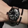 Wristwatches 44mm Men Watch Leather Straps Luminous Waterproof Mechanical Hand Winding Wrist Man Gifts For