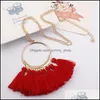 Подвесные ожерелья с длинным цветом колье для кисточки для женщин очаровывать винтажный модный круг Бохо бого -этнические украшения с капля