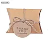 Present Wrap 100 PCS mycket söt Kraft Paper Pillow Candy Box Wedding Favors Boxes With Tags Home Party Birthday Supply 230209