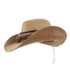Berets Fashion Men Western Cowboy Hat For Dad Gentleman Leather Sombrero Hombre Jazz Caps Size 58-59CMBerets BeretsBerets Pros22