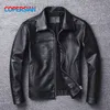 Men's Leather Faux Leather Men's Top Layer Cowhide Motorcycle Suit Large Size addition Cotton Leather Jacket Lapel Casual Coat 230209