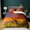 Conjuntos de cama 2 conjuntos de florestas de 3 peças Tree Sunset Duvet Capa Natural Sceny Quilt Single Double Queen King Print Bed 230210