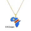 Chains Stainless Steel Map Of Africa Countries Pendant Necklace Men Women Delicate Oil Drop Necklaces Gift For Him With Chain